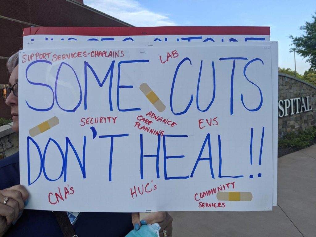 Protestor holding sign